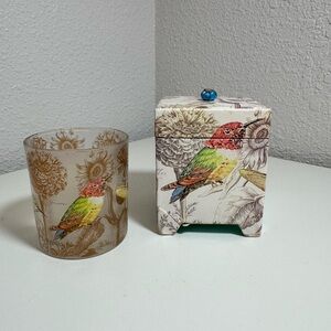 Pier 1‎ Imports Colorful Bird Candle Holder and Box Set